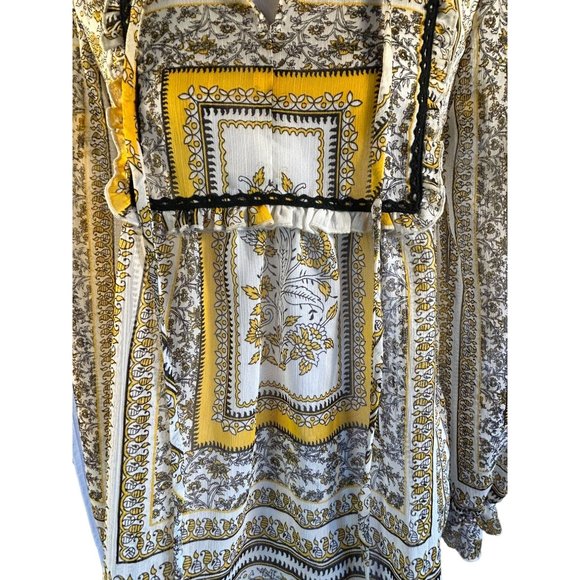 Lily White Shirt Womens Medium Yellow White Peasant Blouse - Picture 9 of 13